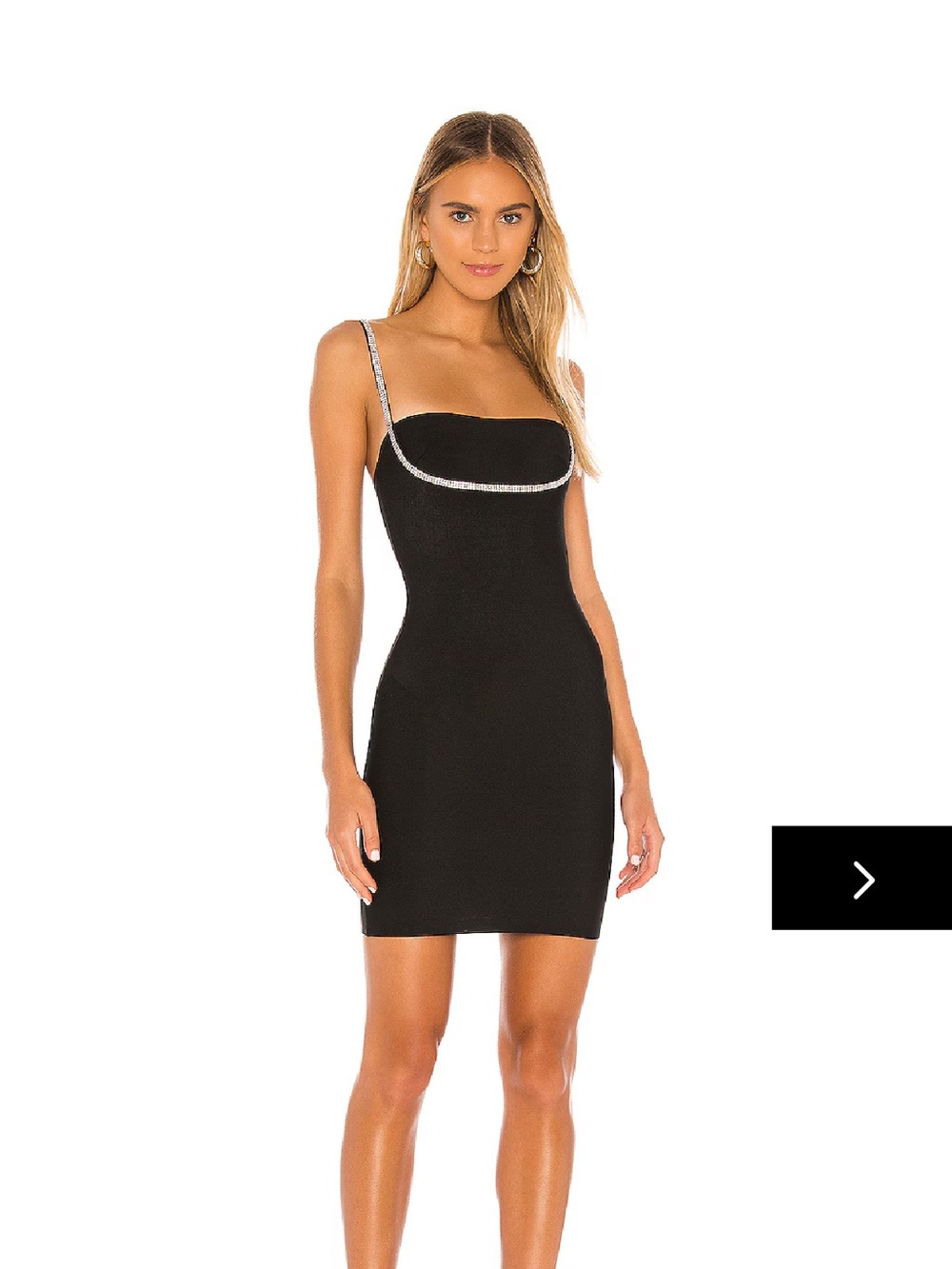 superdown Black Mini Dress with Silver Rhinestone Trim